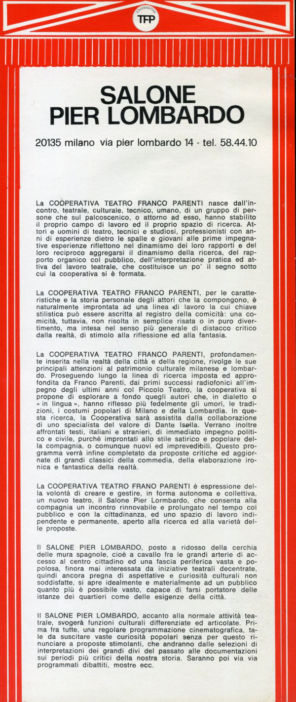 Il manifesto del Salone Pier Lombardo