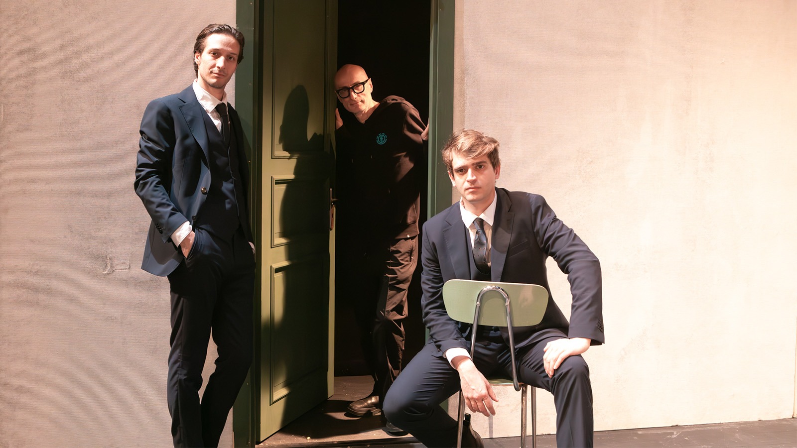 Roberto Rustioni, regista dello spettacolo Il calapranzicon i due protagonisti Dario Aita e Giuseppe Scoditti